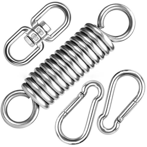 Yawdil 4 molle a dondolo, set di molle sospese per sedia a dondolo con due ganci girevoli a 360°, molla di sospensione per sacco da boxe, letto sospeso fino a 250 kg