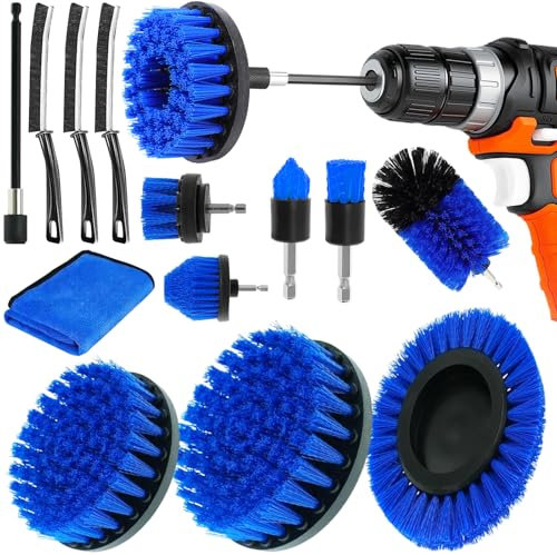 KIMIGO 14 Piezas Cepillo Taladro Limpieza Kit,Que Incluye 9 Cepillo para Taladro Eléctrico Diferentes,Barra de extensión y Otros Accesorios,cepillos para Taladro para Coche,Llantas,Cocina y Mucho más