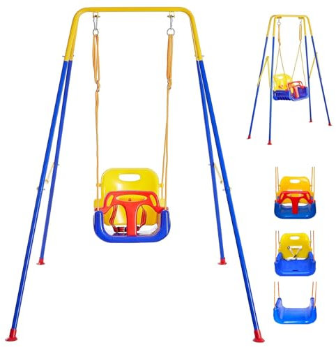 Kegoupdys 3 In 1 Baby Swing Toddler Swing Folding Child Swing Set for Kids, Toddlers, Baby Adjustable Indoor Outdoor, Garden Swing Seat.
