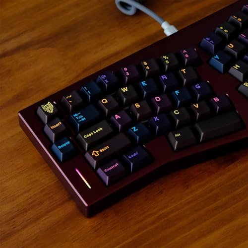 Sumgsn 114 Keys Black Translucent Keycaps Cherry Profile Black Doubleshot Keycaps Set Fit 60% 65% 75% Cherry Mx Switches Mechanical Keyboard