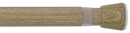 Barra per tende estensibile senza forare Ø28 mm in metallo, Facile Installazione, Aste per tende Premium CINTACOR Colore Legno 140-250 cm