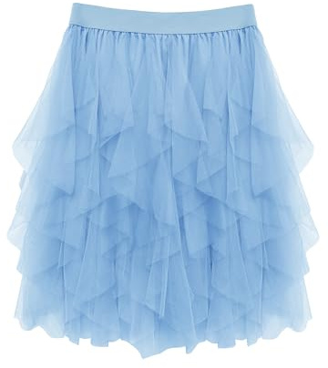 Wikoan Falda para Mujer Falda Asimétrica de Tul Falda de Malla Princesa Mujer Informal de Moda Mujer Informal de Moda
