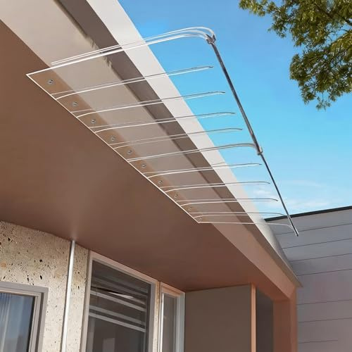 Tejadillo de Exterior En Policarbonato Transparentes Marquesina para Puertas Invisible Toldo Cubierta de Porche para Entrada Ventana y Fachadas
