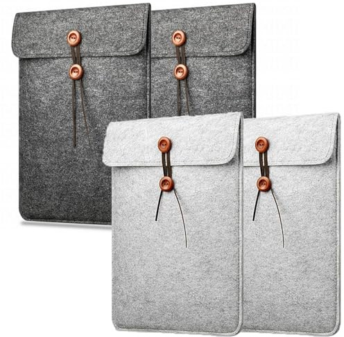 Lot de 4 porte-documents en feutre A4 - 35 x 25 cm - Porte-documents portable - 35 x 25 cm - Dossier de candidature - Classeur A4 pour bureau, école, voyage, sacoche d'ordinateur portable (gris) (gris