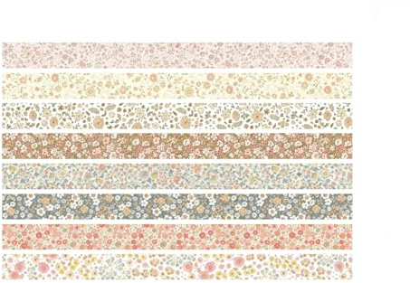 Alpwood 8pcs Washi Tape Set Ruban Adhésif Décoratif Masking Tape Scrapbooking Papier Washi Vintage Floral Decoratif pour Arts Artisanat Bricolage Emballage Cadeau Journal