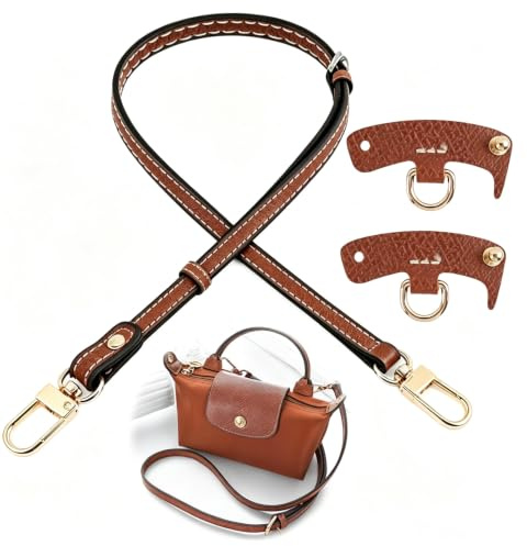 Correa Ajustable de Cuero para Bolso Bandolera, Color Marrón - Incluye 2 Adaptadores, Ideal para Mini Mochilas y Bolsos de Mano, Diseño Elegante y Versátil, Sin Necesidad de Perforación