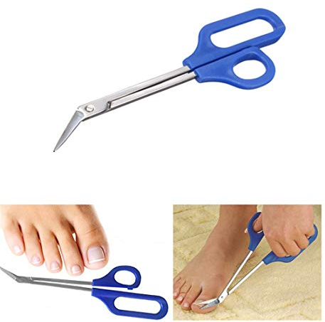Bsgp Ciseaux à ongles pour les orteils à long manche ergonomique Unisexe Bleu 21 cm
