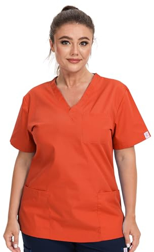 JONATHAN UNIFORM Divisa Sanitaria Donna Casacca Medico Manica Corta 3 Tasche per OSS, Clinica, Dentista, Veterinario, Farmacista (Arancione, S)