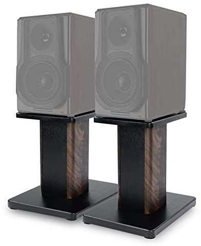 BQKOZFIN 11.81 inch(30cm) Wood Speaker Stands, 1 Pair, Stands for Home-Cinema HiFi Bookshelf Box and Satellite Speakers Wood Grain Enhanced Audio Listening Experience for Home Theaters