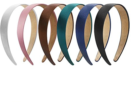 JOYOYO 6 Pcs Satin Headbands Hair Bands for Women - Wide,1 Inch Width, Multicolor, Non-Slip, DIY Alice Headbands for Women & Girls