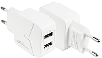 Good Connections Caricatore USB 12 W – 2 Porte – 2 X USB-A Ideale per Smartphone, Tablet ECC. – Bianco