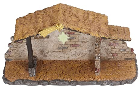 Christmas Manger Shed Statue, Fine Vivid Details Nativity Scene for Holiday