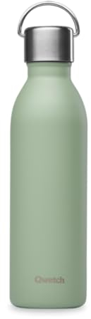Qwetch - Bouteille Isotherme Active Vert Tilleul 600ml - Gourde avec Anse Inox Recyclé - 24h Froid et 12h Chaud - Etanche, Sans BPA & Compacte