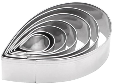 NUZAMAS Set di 7 stampini per biscotti a forma di petali di rosa, in acciaio inox, per biscotti, fondente, dolci, modello per fai da te, decorazione