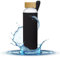 Aquafloow Wasserflasche aus Borosilikat Glas 700 ml mit Neoprenhülle, Transparente trinkflasche Glas mit Bambusdeckel | Ideal für Büro, Outdoor, Schule, für Kohlensäurehaltige Getränke – Schwarz