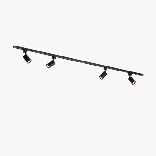 Qub Focus III 1-Phase Spotlight Track Lighting - 200 cm - 4X GU10 Heads - 2X 1m Rails - I-Form - Ceiling Spotlight Black - Extendable & Flexible - LED-Compatible - Modern Design Track Lighting