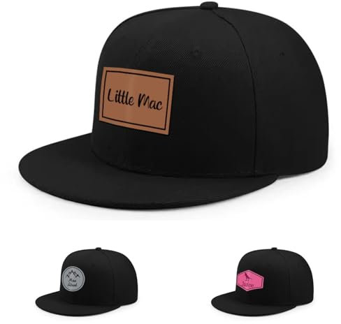 ZOTIMEF Personalisiertes Baby-Baseballkappe - Individueller Name Lederflicken Trucker-Mütze - Verstellbarer Snapback für Säugling, Kind, Erwachsener Schwarz Kein Netz