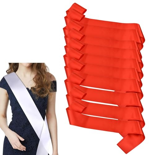 HSTWODE Lot de 10 écharpes vierges en satin pour décoration de mariage et fête (grand rouge)