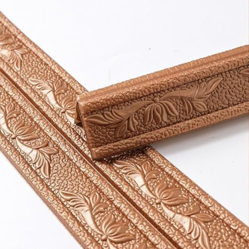 babominimer Borde de papel tapiz autoadhesivo para despegar y pegar, borde de espuma flexible 3D, borde de espuma, zócalo de espuma, borde de espejo, decoración de bricolaje (marrón)