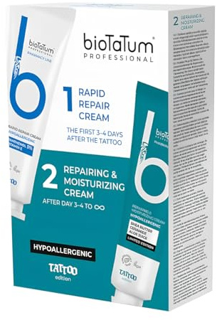 BioTaTum Tattoo Aftercare Duo Set – professional tattoo care set – Rapid Repair Cream and Repairing & Moisturizing Cream | Crema per Tatuaggi | Cura Tatuaggio | Tattoo Aftercare