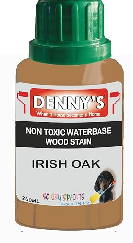 Wood Stain Water Based | 12 Colours | Interior Furniture Stain | Light & Dark Stains | Eco-Friendly & Non-Toxic Wood Dye Paint | Easy Application | Quick Dry & Low Odour (Irish Oak 250ml)