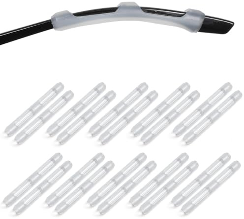 Thinp 10 Pairs Silicone Glasses Ear Cushion, Non Slip Soft Eye Glasses Ear Grippers Anti-Slip Temple Tips for Eyeglasses Comfort Eyeglass Arm Cushions for Men Women Glass Accessories (White)