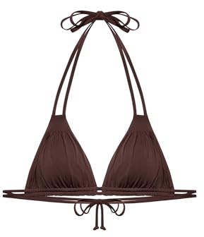 YAMAMAY - Bikini Parte Alta a Triangolo Senza Ferretto, Imbottitura Removibile, Donna, Iconic, Cacao, monocromo