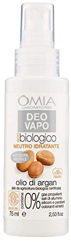 Omia, Deo Vapo Eco Biologico Idratante Con Olio Di Argan, Deodorante Antiodore, Senza Sali di Alluminio e Gas, Freschezza per 24 ore, Deodorante Uomo e Donna, Dermatologicamente Testato - 75 ml