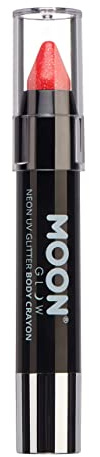 Moon Glow - Neon UV Glitter Face Paint Stick / Body Crayon makeup for the Face & Body - Magenta - Glows brightly under UV lighting