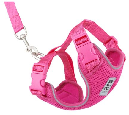 RC Pets Adventure Kitty Harness Includes Adjustable, Airmesh Fabric, 6' Leash and D-Ring Cat Walking Harness | Raspberry, Medium