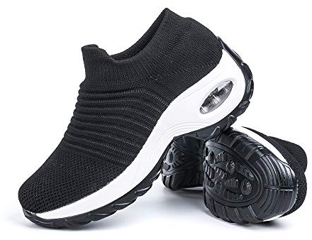 Hitmars Zapatillas Deportivas de Mujer Zapatos Running Fitness Outdoor Sneaker Casual Mesh Transpirable Comodas Calzado Negro Blanco 2 Talla 39