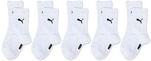 PUMA unisex - barn Socks Easy Rider Kids' Crew Socks (5 pack), vit, 27-30 EU