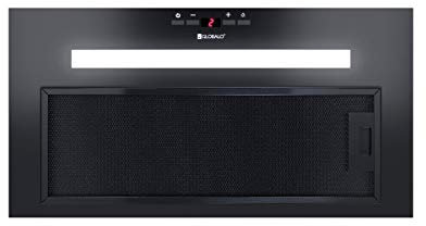 GLOBALO Agendero 60.2 Black Hotte encastrable pour cuisine, ventilateur plat, filtre à graisse, avec éclairage, largeur d'encastrement 60 cm, 4 niveaux de puissance, en acier peint, noir
