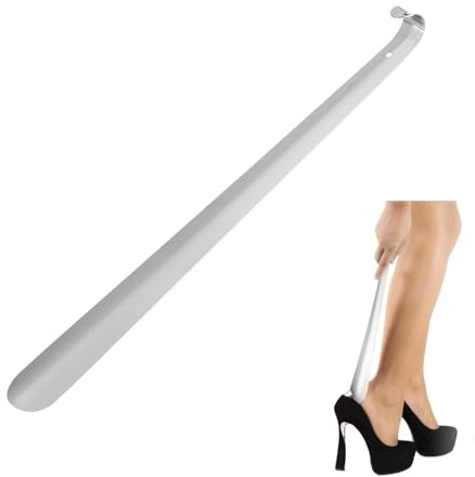 Shoe Horn, Professional Stainless Steel Shiny Silver Metal Shoe Horn Long Handle Shoehorn for Seniors elderly Boot Jacks Sliver