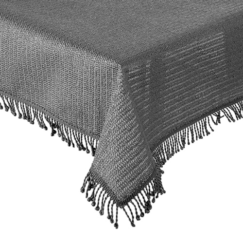 Gartentischdecke Tischdecke Weichschaummaterial mit Fransen rutschfest wetterfest 7 Farben und Größen Grau 110x140 cm eckig