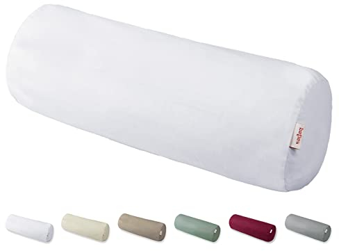 beties BasicSoft Nackenrollenhülle ca. 15x40 cm 100% Baumwolle Jersey Nackenrolle Nackenrollen-Bezug Nacken-Kissen - pur-weiß
