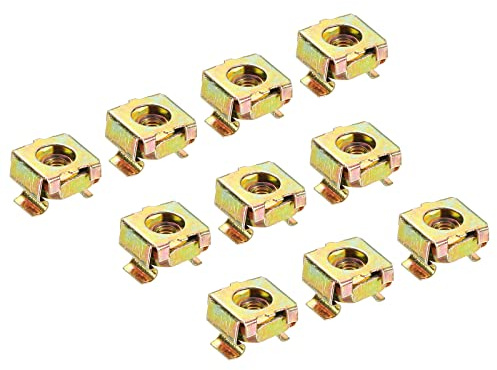 PATIKIL M4 Cage Nuts Carbon Steel Zinc Plated for Server Rack Cabinets, Yellow Zinc Pack of 30