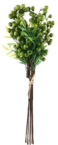 Vctitil Artificial Berry Blueberry Cherry False Fruit Bouquet Foam Bush Holly Stem Family Hotel Wedding Decoration Christmas Decoration(Green)
