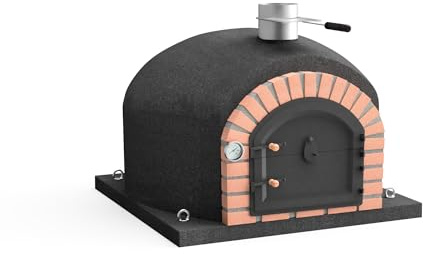 MOVELAR - Horno de Leña Exterior de Obra GRAN CANÁRIA (Negro - 100 x 100 x 65 cm) - Horno de jardín en hormigón, cocción con leña, aislamiento térmico con corcho y 3 mantas cerámicas - REF: M00129