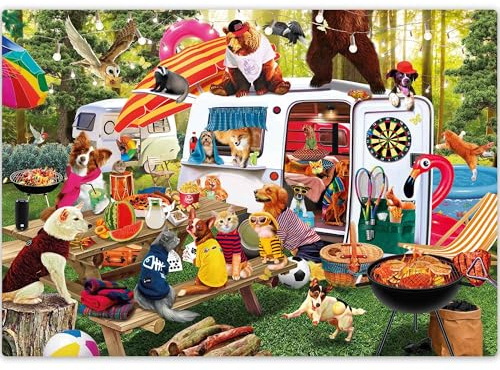 QUOKKA 500 Piece Jigsaw Puzzles For Adults - Animals Camping - Challenging & Relaxing Artistic Activity For Men And Women