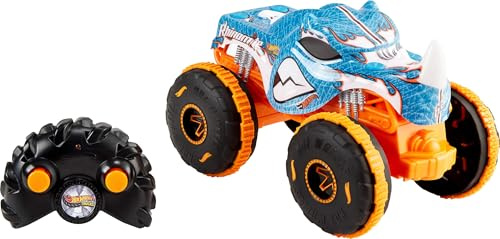 Hot Wheels RC Monster Trucks Rhinomite im Maßstab 1:24, ferngesteuerter Spielzeugtruck, Allradfunktionen mit Action-Geländereifen, voll funktionsfähige Fernbedienung, JBK11
