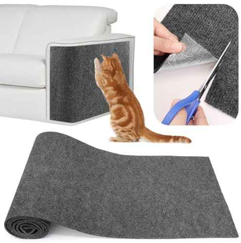 LUKDUNG Kratzmatte Selbstklebend 200cmx40cm, Kratzschutz Sofa Katze, Selbstklebend Kratzmatte Katze Wand, Kratzmatte Katze, DIY Kratzteppich Katze, Dunkelgrau