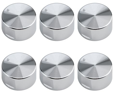 Perillas de Control 6mm Botones Perillas de Cocina Metal Mandos Cocina Gas, 6 Piezas Botón Giratorio Universal, Pomos para Hornos, para Mayoría las Horno, Cocina, Estufa de Gas