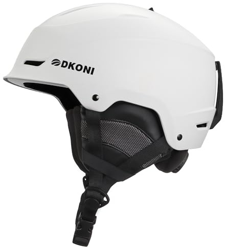 DKONI Skihelm & Snowboardhelm für Herren, Damen & Kinder, Verstellbare Passform, 3-stufiges Belüftungssystem, Robuste PC-Schale mit EPS-Schaum (Weiß, M: 54-58cm)