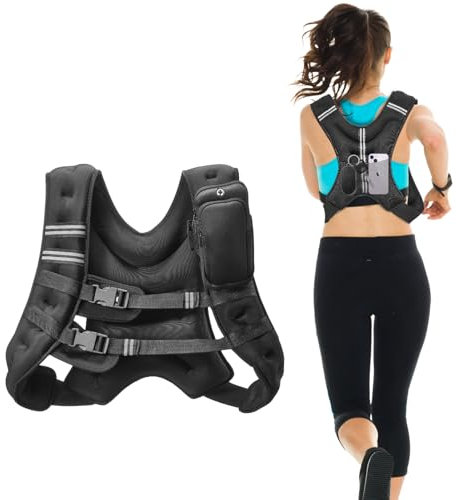 VEVOR Gewichtsweste 9,22 kg mit reflektierendem Streifen, verstellbare Schnalle, Körpergewichtsweste für Männer und Frauen, Trainingsgerät für Krafttraining Laufen Joggen Fitness Gewichtsverlust