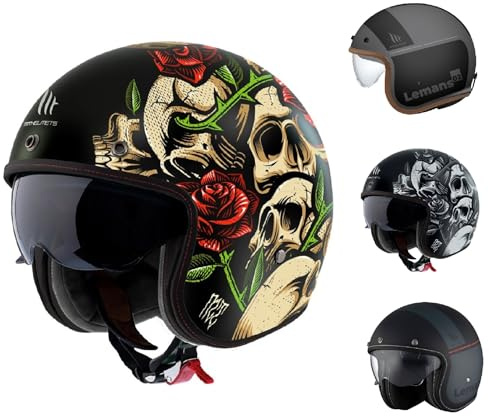 Motorbike Open Face Helmet mt Le Mans 2 SV S - Scooter Touring Urban Sports Racing Motorcycle Helmets - Adult Bike Riding ECE 22.06 Approved Jet Helmet (Breakout B9 Matt Black Red,L)