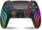 SWCTIM Wireless Controller für PS4,Game Controller Kompatibel mit PS4/Slim/Pro,Gamepad Joystick mit RGB-Licht,6-Achsen Gyro Sensor,Doppelter Vibration,3.5mm Kopfhörerbuchse,Schwarz