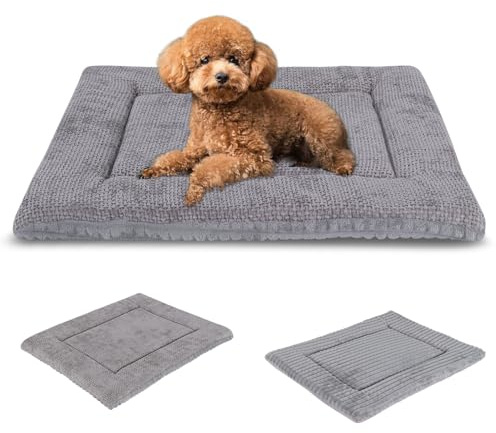 Vejaoo Dog Bed, Dog Crate Pad, Reversible Washable Cushion, Soft Plush Puppy Mat, Memory Foam Mattress for Small Medium Large Dogs and Prevent Catching Mats for Cats XZ016