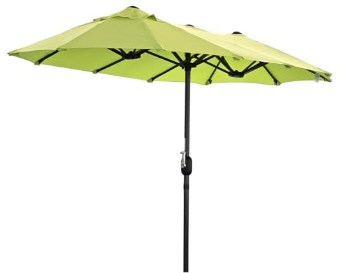 Angel Living Doble Sombrilla de Mercado 297 x 153 cm, Sombrilla de Jardín Protección contra Solar UV50+, Parasol para Jadín, Patio, Terraza (Manzana Verde)