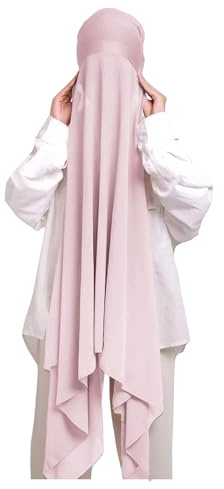 Lina & Lily Muslim Chiffon Instant Hijab Head Scarf with Matching Tie Back Jersey Undercap (Nude Pink)